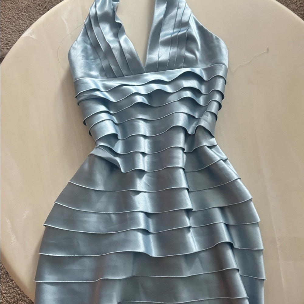 BCBGMaxAzria Light Blue Backless Dress